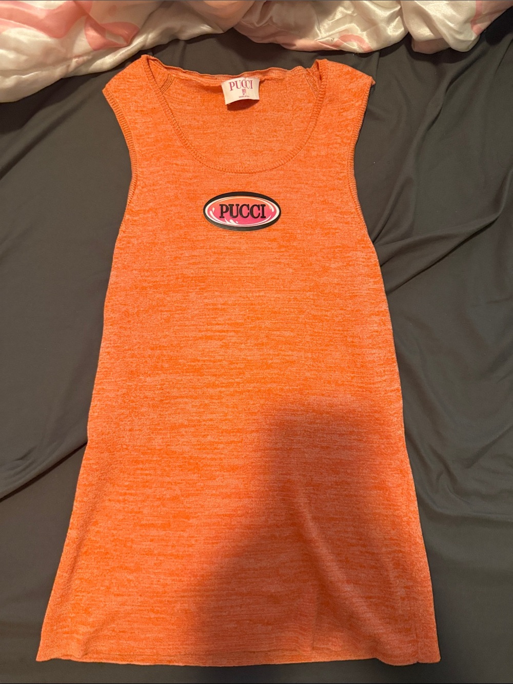Emilio Pucci Orange Sleeveless Knit Logo top